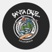 Santa Cruz Skater Laid Back California Skeleton Sk Ronde Sticker (Voorkant)