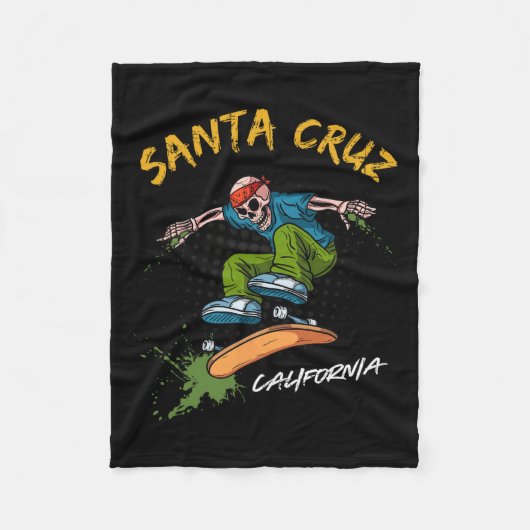 Santa-cruz Skeleton Skateboard Beach Funny Hallowe Fleece Deken (Voorkant)