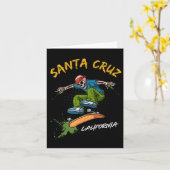 Santa-cruz Skeleton Skateboard Beach Funny Hallowe Kaart (Gele Bloem)