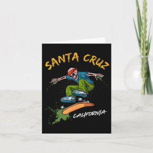 Santa-cruz Skeleton Skateboard Beach Funny Hallowe Kaart