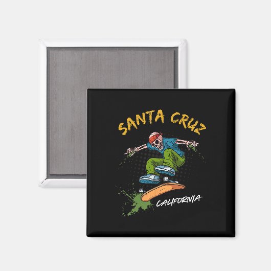Santa-cruz Skeleton Skateboard Beach Funny Hallowe Magneet (Voorkant / Achterkant)