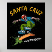 Santa-cruz Skeleton Skateboard Beach Funny Hallowe Poster (Voorkant)