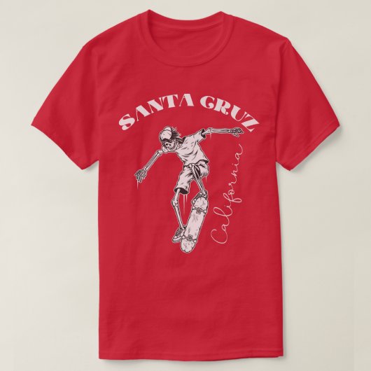 Santa Cruz  Skeleton Skateboarder Design T-shirt (Design voorkant)