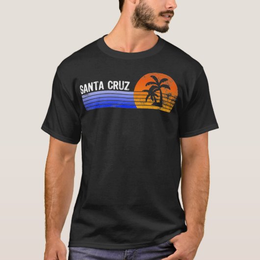 Santa Cruz Sunset Retro Palm Tree California T-shirt (Voorkant)