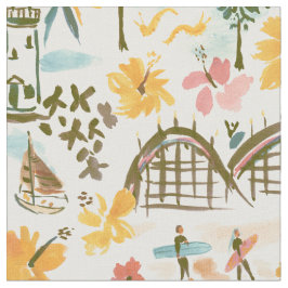 SANTA CRUZ TOILE surfende kustafdrukken Stof