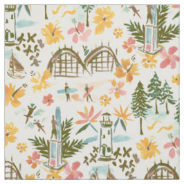 SANTA CRUZ TOILE surfende kustafdrukken Stof