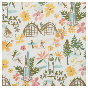 SANTA CRUZ TOILE surfende kustafdrukken Stof