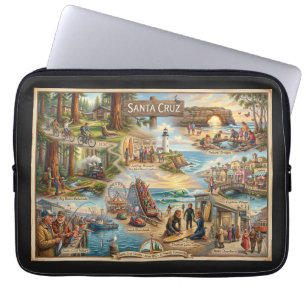 Santa Cruz Vibe Kaart – Culturele Kust Kunstprint Laptop Sleeve