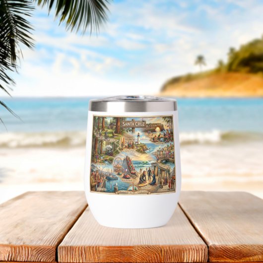 Santa Cruz Vibe Map – Cultural Coastal Art Print (Strand (Gedraaid) )