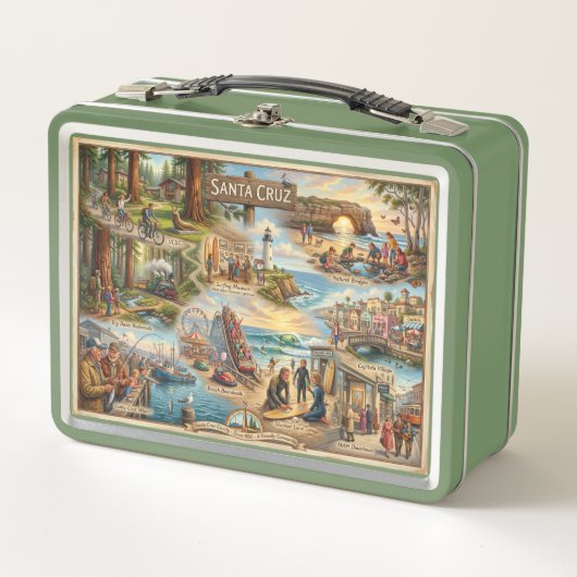 Santa Cruz Vibe Map – Cultural Coastal Art Print (Voorkant)