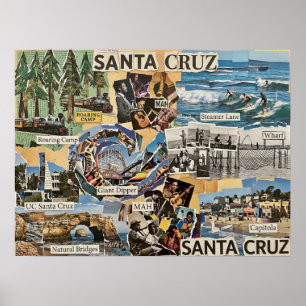 Santa Cruz Vintage Collage – Kustherinneringen Kun Poster