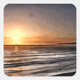 Santa Cruz Zonsondergang schilderij Vierkante Sticker