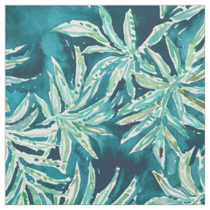 SANTA CRUZIN’ Navy Tropical Palm Leaves Stof