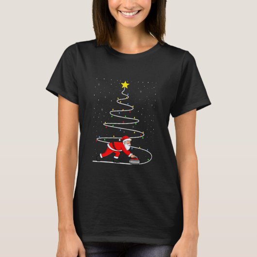 Santa Curling Christmas Tree T-shirt (Voorkant)