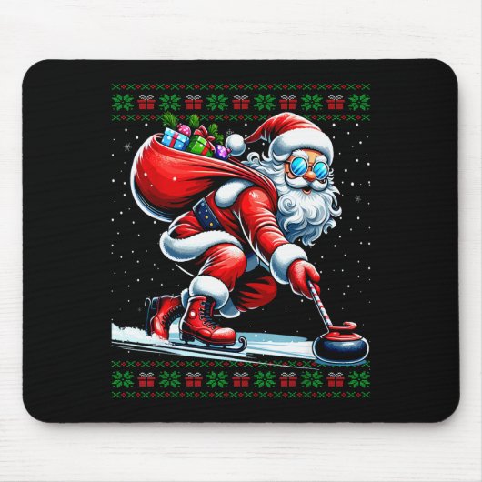 Santa Curling Ugly Christmas Sweater Muismat (Voorkant)