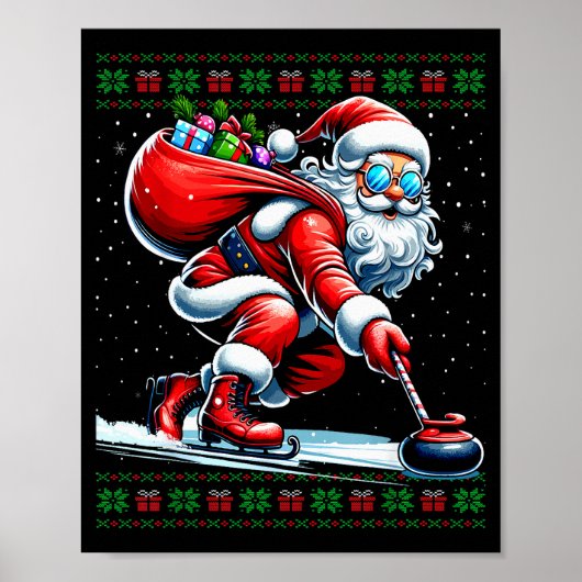 Santa Curling Ugly Christmas Sweater Poster (Voorkant)