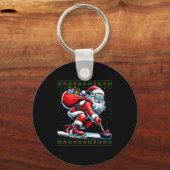 Santa Curling Ugly Christmas Sweater Sleutelhanger (Voorkant)