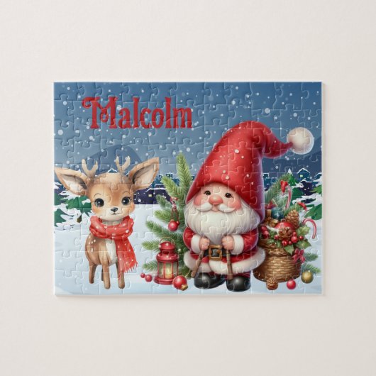 Santa Custom Child Name Puzzle  Legpuzzel (Horizontaal)
