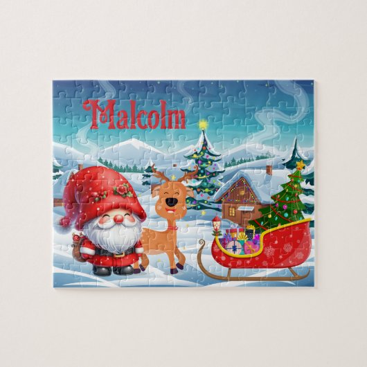 Santa Custom Child Name Puzzle  Legpuzzel (Horizontaal)