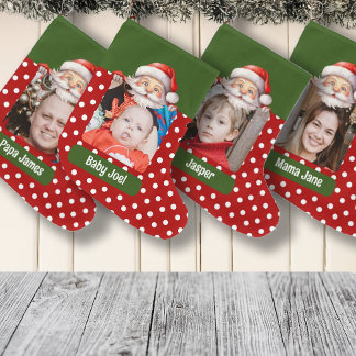 Santa Custom Familie Fotonaam en Bericht Grote Kerstsok