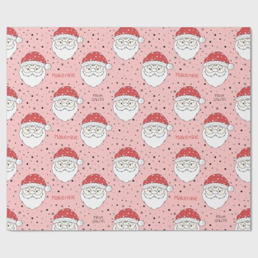 Santa Custom Name Wrapping Paper Cadeaupapier (Vlak)