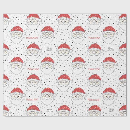 Santa Custom Name Wrapping Paper Cadeaupapier (Vlak)