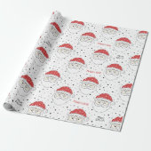 Santa Custom Name Wrapping Paper Cadeaupapier (Uitgerold)