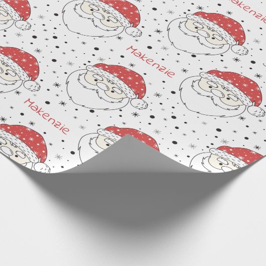 Santa Custom Name Wrapping Paper Cadeaupapier (Hoek)