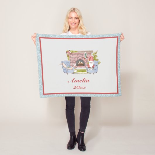 Santa Custom Name Year Keepomwille Fleece Blanket (In situ)