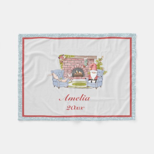 Santa Custom Name Year Keepomwille Fleece Blanket (Voorkant (Horizontaal))