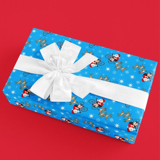 Santa Cycling with Reindeer  Cadeaupapier