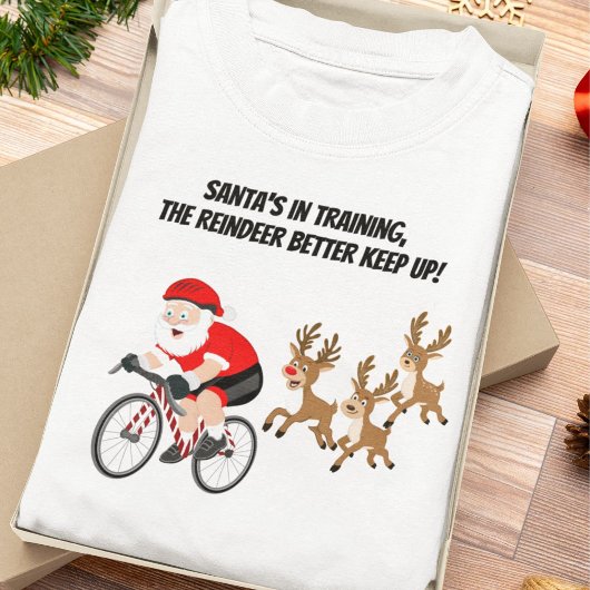 Santa Cycling with Reindeer T-shirt