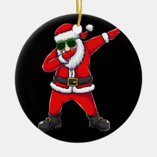 santa dabbing dans keramisch ornament (Voorkant)