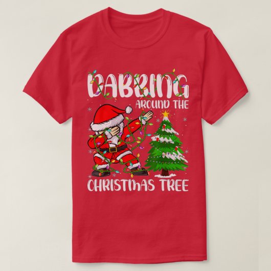Santa Dabbing rond het Kind met kerstboomverlichti T-shirt (Design voorkant)