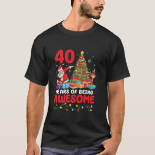 Santa Dabbing Tree Cadeaus Happy 40 jaar Bein T-shirt