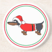Santa Dachshund Dog Sandstone Drink Onderzetter (Voorkant)
