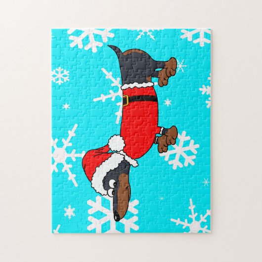 Santa Dachshund Dog Snowflake Design Puzzle Legpuzzel (Verticaal)
