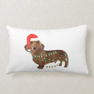 Santa Dachshund Dog Tangled in kerstlicht T G Kussen