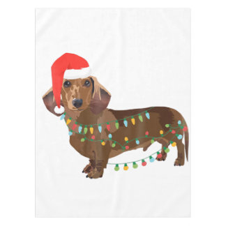 Santa Dachshund Dog Tangled in kerstlicht T G Tafelkleed