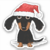 Santa Dachshund | Doxie-clausule Kerstmis Sticker (Voorkant)