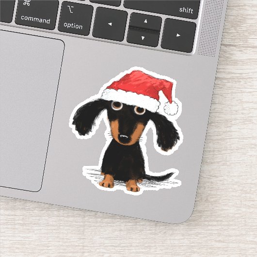 Santa Dachshund | Doxie-clausule Kerstmis Sticker (Detail)