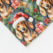 Santa Dachshund en Evergreens: Fleece Deken (Hoek)