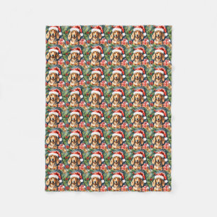 Santa Dachshund en Evergreens: Fleece Deken