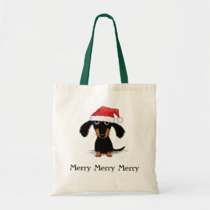 Santa Dachshund   Funny Wiener Dog Kerstmis Tote Bag