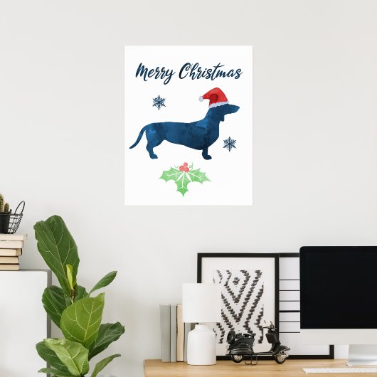 Santa Dachshund - Kersthond Poster (Thuiskantoor)