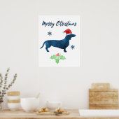 Santa Dachshund - Kersthond Poster (Keuken)