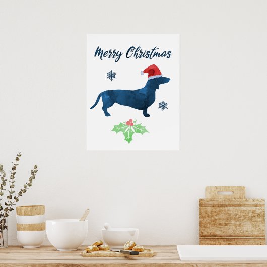 Santa Dachshund - Kersthond Poster (Keuken)