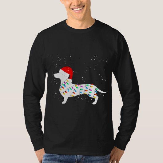Santa Dachshund Kerstverlichting Dachshund Pyjama T-shirt (Voorkant)