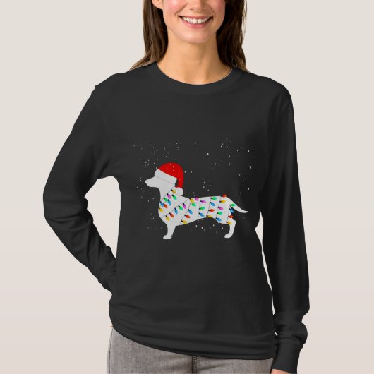 Santa Dachshund Kerstverlichting Dachshund Pyjama T-shirt (Voorkant)