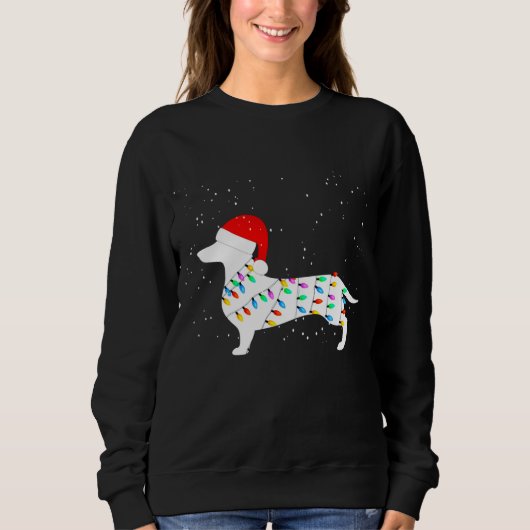 Santa Dachshund Kerstverlichting Dachshund Pyjama Trui (Voorkant)